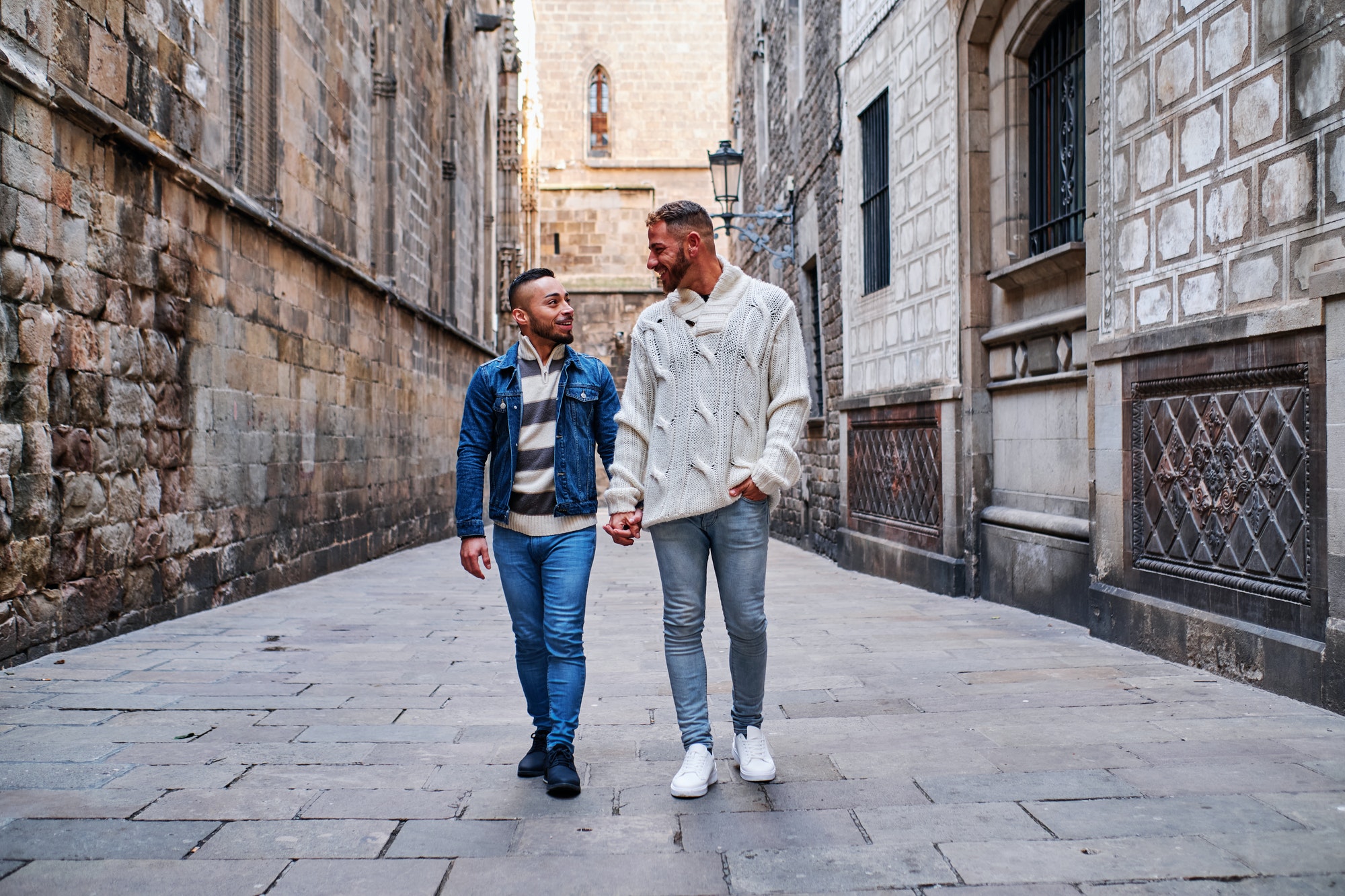 a young gay couple at Barcelona - gay concept